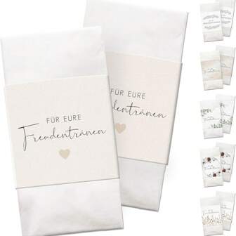 50条“喜极而泣”手帕装饰丝带，带粘点，方便装饰 - 喜极而泣婚礼手帕 - 复古 - 教堂手帕 - 婚礼创意 - 心形设计圣诞装饰家居圣诞礼物圣诞装饰