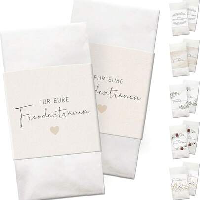 50 piezas Pañuelos decorativos con cinta de lágrima de alegría, equipados con puntos adhesivos para un acabado fácil - Pañuelo de boda con lágrima de alegría - Vintage - Pañuelo de iglesia - Creatividad para bodas - Decoraciones navideñas con diseño en forma de corazón para el hogar, regalos de Navidad, decoración navideña