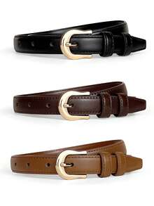 1/2/3 件简约百搭腰带，简约扣式休闲女式牛仔裤，夏季装饰腰带，夏季，秋季，万圣节