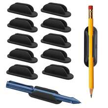10pcs Adhesive Pencil Holders For Desk - Silicone Pen Holder - Flexible Pencil Holder For Walls Clipboards, Office Essentials Accessories Teacher Supplies