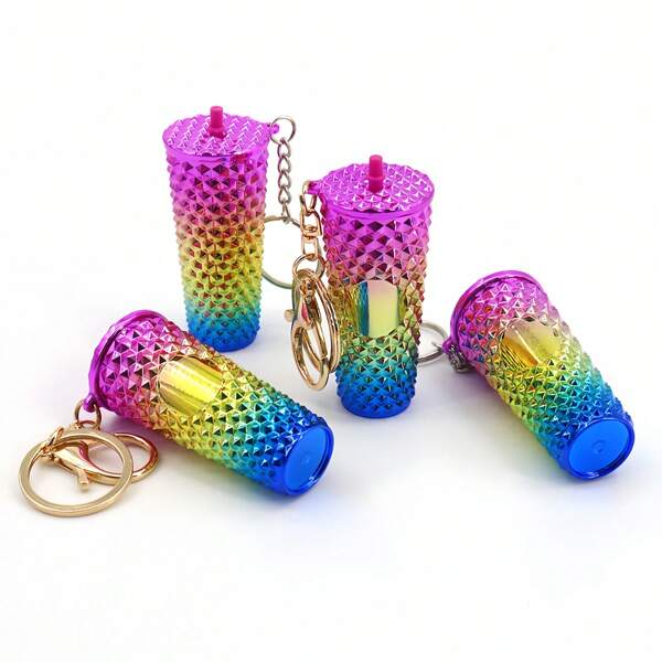 1 stuk grensoverschrijdende artikelen, gegalvaniseerde Durian-bekers met kleurovergang, hangers in dezelfde stijl, mini-imitatiesleutelhangers, bekers, tasversieringen, autosleutelhangers, ideale feestcadeaus, vakantiecadeaus, speciale verjaardagscadeaus
