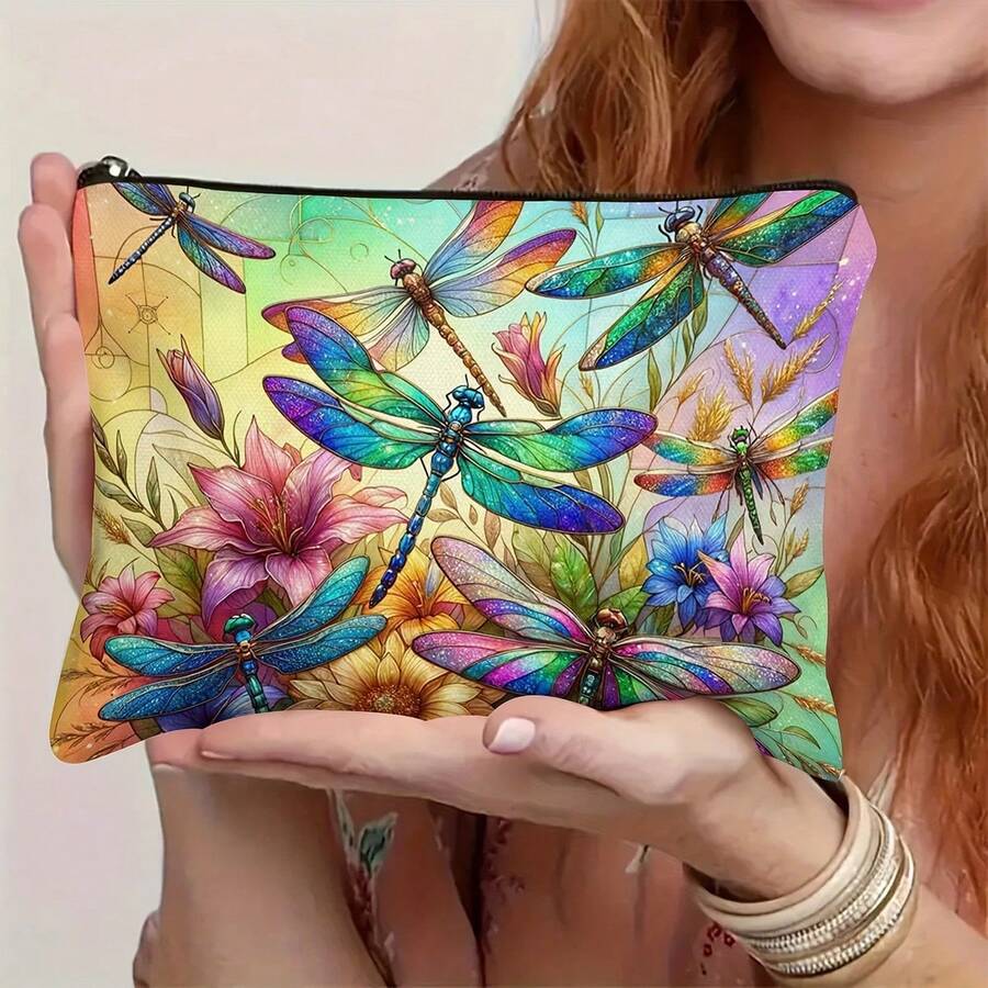 Vibrant Dragonfly Makeup Bag - Hypoallergenic Cosmetic Pouch With ...