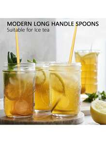 1/2/4/8pcs Stainless Steel Ice Spoons, Cocktail Mixing Spoons, Long Handle Spoons Suitable For Home, Kitchen, Restaurant, Hotel,School Supplies