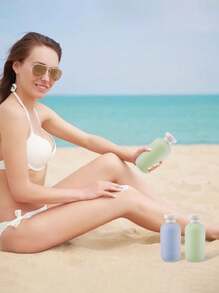 1 pièce Bouteille de voyage en silicone, Contenant de voyage à pression 200 ML étanche, Bouteille de voyage portable et rechargeable, Convient pour les articles de toilette, le shampooing et le revitalisant