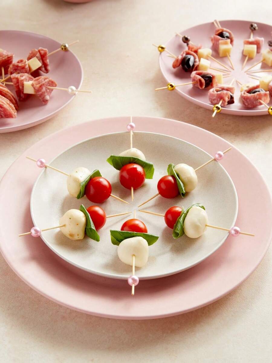 15 Stück Bambus Getränkerührer mit bunten Kugelköpfen - elegante Appetizer-Spieße, geeignet für Appetizer, Fleischbretter, Partygetränke und Obststäbchen - dekorative Lebensmittelstäbchen, Getränkezahnstochern, Appetizer-Accessoires, elegante Partydekoration, Material, Party-Grundausstattung