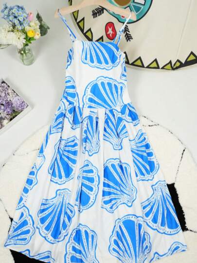 Vestido de estilo de vacaciones con diseño suelto y sin mangas, con tirantes, de lino