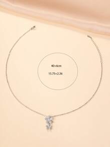 1pc Fashionable Elegant Circular Zirconia Five-Petal Flower Tassel Necklace, Gift For Women, Wedding Present