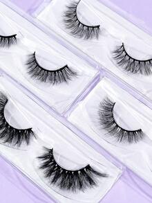 20 Pairs Fluffy&Thick 3D False Eyelashes With Paper Box,Natural Looking Soft,Volume Eyelashes Fake Eyelashes,Protable,Europe And America Style Thick,Cartoon Eyelashes Wet Look Makeup Manga Lashes,Dramatic Messy Mink Lashes Wispy,Cosmetic Makeup Tool For Beginner - màu đen - Xem 8