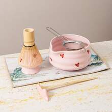 7/9pcs Japanese Matcha Whisk Set, Cute Heart Pattern Matcha Bowl With Spout And Matcha Whisk Set For Making Matcha Drinks, 7pcs Perfect Matcha Kit For Japanese Matcha Tea Ceremony Gift - Multicolor - View 6