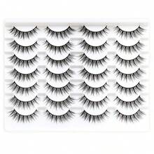 Ahrikiss Lashes 14 Pairs False Eyelashes 14mm Wispy Lashes Fluffy Cat Eye Lashes Handmade Lightweight Natural Lashes (G2) - Wispy Lashes| 10-14mm - View 7