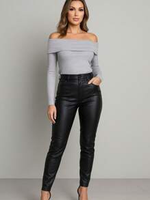 Calça de Couro Skinny Elegante e moderna