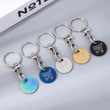 1pc/3pcs/5ps Shopping Cart Token Supermarket Trolley, Metal Stainless Steel Keychain, Keyring Decoration With Trolley Unlocking Key, Keyring Accessory