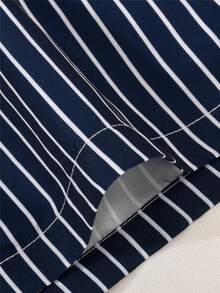 Striped Men's Beach Shorts With Pockets - Blue - View 5