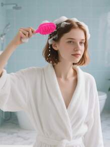 Cepillo desenredante de color caramelo en 1/2 piezas - Cepillo desenredante y cepillo de champú de mango largo con cerdas suaves de silicona para un masaje relajante del cabelludo, perfecto para uso diario en cabello húmedo o seco, adecuado para todo tipo de cabello incluyendo rizado y grueso