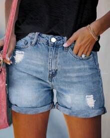 Simple Casual Street Women's Denim Wide Leg Loose Shorts Hot Pants Summer Fashion