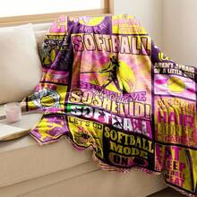 Softball Flannel Throw Blanket Gifts For Team Loversblanket For Multipurpose, 280G Fabric Weight Flannel Fabric Single-Sided Printing - Nhiều màu - Xem 4