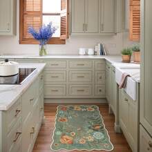 Lahome Floral Entryway Mat, 2X3 Washable Kitchen Rug, Ulta-Thin Soft Non-Slip Stain Resistant Boho Small Rug For Bathroom Bedroom, 2x3ft, Green - 粉色 - 查看 10