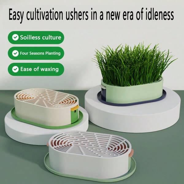 1pc New Cat Grass Planter, Slouchy Hydroponic Planting Pot, Cat Grass Bowl, Wheat Seed Planting Tray (No Seeds Included)