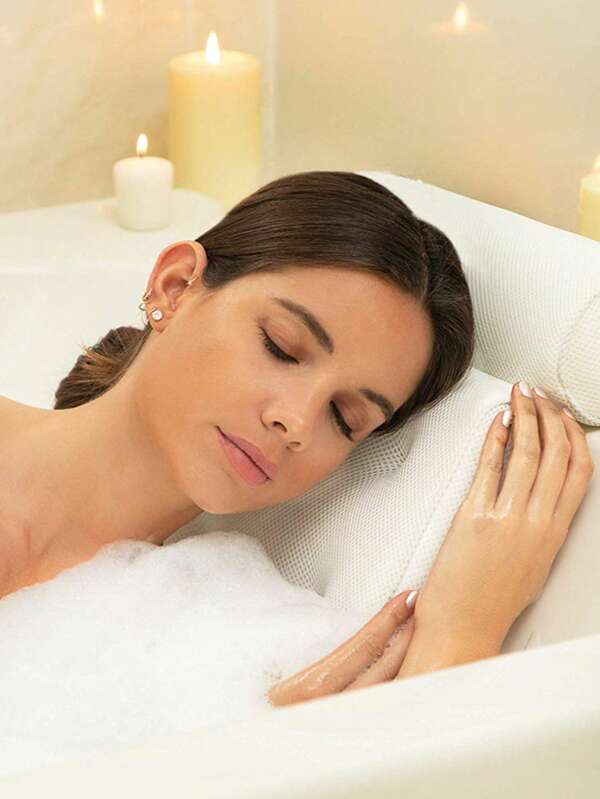 PVC Foam Bath Tub Pillow, Waterproof Bath Cushion With Suction Cup For Bathtub, Hotel SPA Headrest