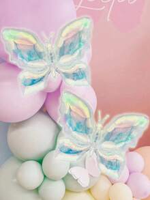 1 pièce Ballon papillon irisé, disponible en plusieurs couleurs - blanc perle faux, violet rêveur et bleu, idéal pour les cadeaux, les mariages, les anniversaires, les décorations de fête, les fêtes sur le thème des papillons, les fêtes d'été en extérieur, peut être assorti avec un arc de ballons, un ballon de papillon rose, un papillon irisé transparent