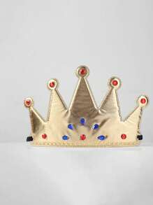 2pcs/1pc Adult Gold Crown, Rhinestone Prince Costume, Headpiece, Cake Topper, Birthday Party Crown, Gift For Mom On Valentine's Day Or Mother's Day, Holiday Party Dress Up Accessories