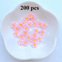1 paquete de 100/200 piezas mini flores planas de 0,75 cm/0,29" de resina linda para decoración de joyería