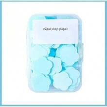 Pastillas de jabón desechables, papel de jabón portátil, antibacteriano, pastillas de lavado de manos mini pétalo para estudiantes - Azul - Ver 1