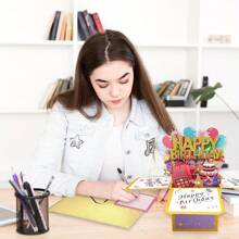 Generic 3D Happy Birthday Card, Paper Pop Up Birthday Cards Greeting Cards With Blank Card And Envelope, Unique Birthday Gift For Women Men Kids Husband Wife Mom Dad Daughter,Back To School,School Supplies