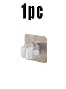 8/4/1 pièce Support de balai sans perçage, étagère adhésive à balai forte, crochet adhésif en plastique jetable pour balai et vadrouille, support mural pour balai, pince à vadrouille transparente, convient pour la salle de bain, la cuisine, la chambre, le salon afin de ranger le balai, la vadrouille, le balai à poussière et d'autres outils de nettoyage, organise tous les articles sur bâton