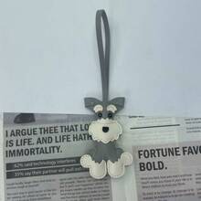 1pc Schnauzer Dog Leather Keychain, Creative Pet Charm Bag Accessory, Cute Dog Pendant, PU Leather Cartoon Dog Keyring, Small Gift