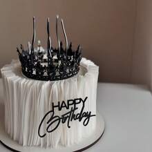 1件/3件/6件 金色與黑色生日快樂蛋糕裝飾插牌，適用於生日派對蛋糕裝飾 - 彩色 - 查看 4