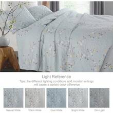 Local Delivery, Fat Quilt Set -Reversible Boho Quilt Set Queen Size, 3 Pieces Patchwork Gray All Season Bedspreads, Ultra Soft Floral Coverlet Bedding Set With Printed Pattern (1 Quilt, 2 Pillow Shams) - Floral-light Blue - View 7