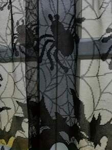1 Pieza de Cortina Valance de Encaje Negro con Telaraña, Decoración de Fiesta de Halloween, Bufanda para la Chimenea, Cortina para Puerta, Pantalla de Lámpara, Cortina Corta Tipo Cenefa Apropiada para Gabinete, Cocina, Decoración del Hogar, Decoración de la Habitación