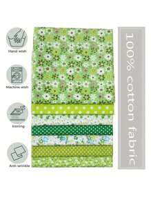 7pcs Floral Patchwork Multicolor Fabric Set, Flat Pattern Floral Cloth For DIY Sewing, Scrapbooking, Quilting; 7pcs 9.84*9.84 Inch(25*25cm) Blue Cotton Fabric Scraps For Handmade Doll Clothes, Quilting, Patchwork; 7pcs Blue Floral Woven Square Quilting Fabric For Clothing Patches And Handmade DIY Floral Textiles
