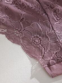 3pcs/Set Solid Color Lace Patchwork Hollow Out Spaghetti Strap Sexy & Romantic Ladies Underwear - Multicolor - View 6