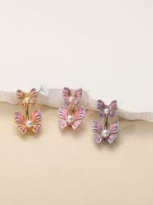 1pc Surgical Steel Butterfly Navel Piercing Jewelry, Belly Button Ring,Suitable For Women, Girls, Holiday Party Gift