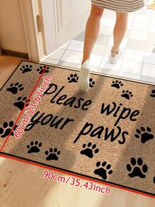 1 Piece Funny Dog Paw Print Pattern Welcome Entry Doormat, Yellow Simple Style Short Plush Quick-Drying Non-Slip Washable Door Mat For Kitchen, Bathroom, Dining Room, Hallway, Party, New Year, All Seasons, Patio Decor Room Decor Rug Carpet Bedroom Decor Rugs - Yellow - View 2