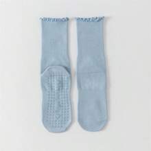 1 Pair Of Yoga Socks For Women, Mid Tube Women's Socks, Anti Slip Sports, Solid Color Rolled Edge Sports Socks, Lace Elastic Socks