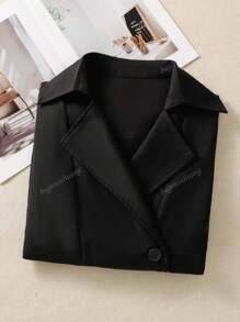 Women's Surplice Neck Solid Color Blouse - Hidden Button Front Elegant Casual Top For Festival Travel & Everyday, Spring Summer Fall Winter All-Season Capsule Wardrobe Essential