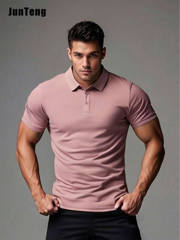 Men's Casual Solid Color Breathable Fashion Business POLO Shirt, Summer,Sports&Outdoor-Tennis&Golf