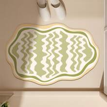 1pc Minimalist Asymmetrical Stripe Bath Mat, Super Absorbent Anti-Slip Durable For Shower, Living Room, Kitchen, Bathroom Back To School