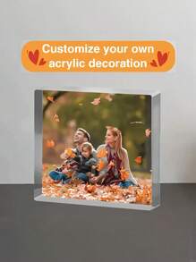 1pc Customized Transparent Acrylic Photo Display, 3D Office Desktop Souvenir, 3D Acrylic Photo Frame, Perfect Home And Office Decor, Ideal For Thanksgiving Gift Or Party Accessory, Personalized Photo Display For Office Decor