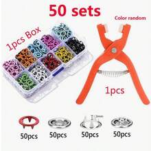 200/100/50pcs Five-Claw Snap Fastener Kit, Metal Snap Fastener Set For Sewing With Manual Plier, Fastener And Storage Box, For DIY Crafts, Clothes, Hats, Bags - Silver - View 17