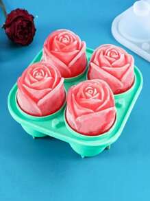 1 stampo per cubetti di ghiaccio a forma di rosa in silicone, stampo per cubetti di ghiaccio a forma di rosa a 4 celle per creme gelate, stampo per rose tridimensionali, accessorio da cucina per ristoranti, stampo per cubetti di ghiaccio per cortile domestico, picnic all'aperto e campeggio, vassoio in silicone per whisky e cocktail, adatto per la preparazione di bevande fredde, succhi, caffè e dessert, accessorio da cucina estivo