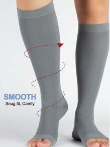 Unisex Leg 25-30 MmHg Mid Compression Knee High Socks Open Toe Elastic Calf Shaping Sport Socks