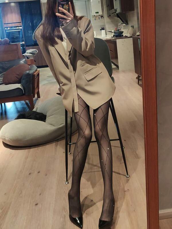 Calze in rete sexy, calze a rete sottili personalizzate a quadri sexy, calze a rete per adulti, collant da donna