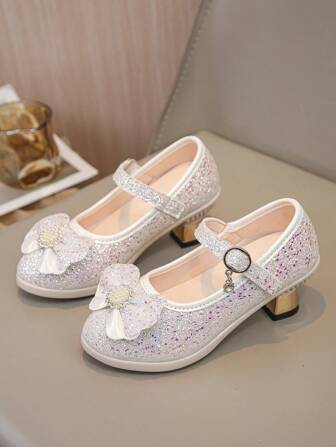 Kindermode met hoge hakken en glitterprinsessen voor meisjes, lente/herfst