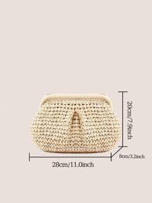 Bolso bandolera de mujer trenzado de verano con borla y cadena, bolso de playa tejido de papel con hombro, cartera hecha a mano, 1 bolso de embrague tejido de papel color beige claro para mujer, bolsas de playa, artículos esenciales de vacaciones, perfecto para vacaciones de verano, opción ideal para damas de moda