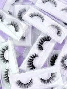 20 Pairs Fluffy&Thick 3D False Eyelashes With Paper Box,Natural Looking Soft,Volume Eyelashes Fake Eyelashes,Protable,Europe And America Style Thick,Cartoon Eyelashes Wet Look Makeup Manga Lashes,Dramatic Messy Mink Lashes Wispy,Cosmetic Makeup Tool For Beginner - màu đen - Xem 9