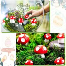 15pcs Red Cute Mini Mushroom Statues, Garden Mushroom Decor, Potted Craft, Outdoor Holiday Decor, Featherless, Self-Standing, No Power Needed, Suitable For Garden, Glass Container Landscape, Cottage Decor, 3D Modeling Handicrafts | Vivid Mushroom Shape | Polished Treatment, Mushroom Ornaments